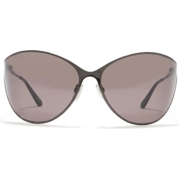 BALENCIAGA Gunmetal Grey 77mm Oversized Shield Sunglasses BB0137S - Picture 4 of 4